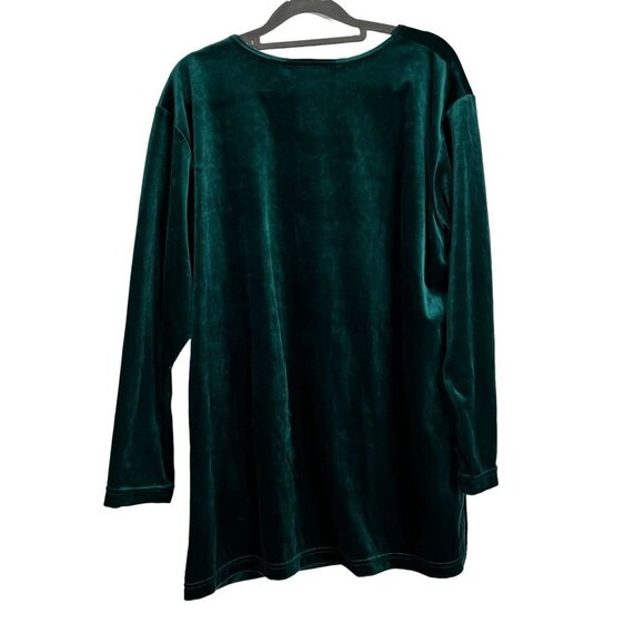 DVF Diane Von Furstenberg Vintage Velvet Long‎ Sleeve Tunic Green Large - Picture 6 of 7